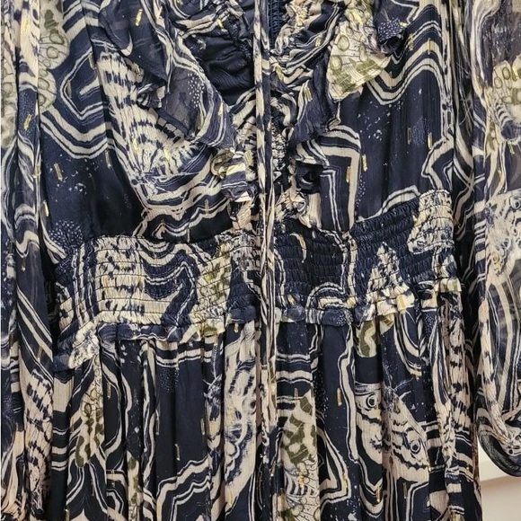 Sold out 3X Printer Johnson dress, exclusively for Anthropologie. Navy/Cream. - Picture 5 of 8